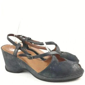 Lamour Des Pieds Heels size 10 Oraine Metallic charcoal gray Chunky wedges